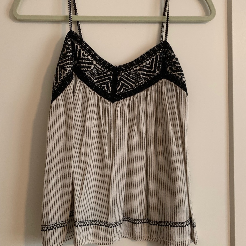 Black and Cream Aztec Detail Top
